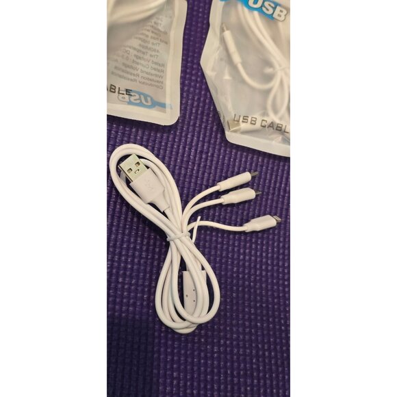 3 pcs Multi USB Charger Cable 3 in 1 Charging Cord Lightning Type C Micro Ends - Picture 2 of 4